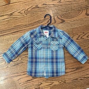 Boys Levi's Blue Plaid Button Down Shirt Size 18M